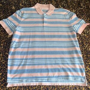 St. John's Bay Blue and Pink Striped Polo Shirt